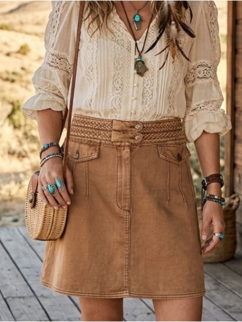 Free People - Braided Baby A-Line Mini Skirt - Size M